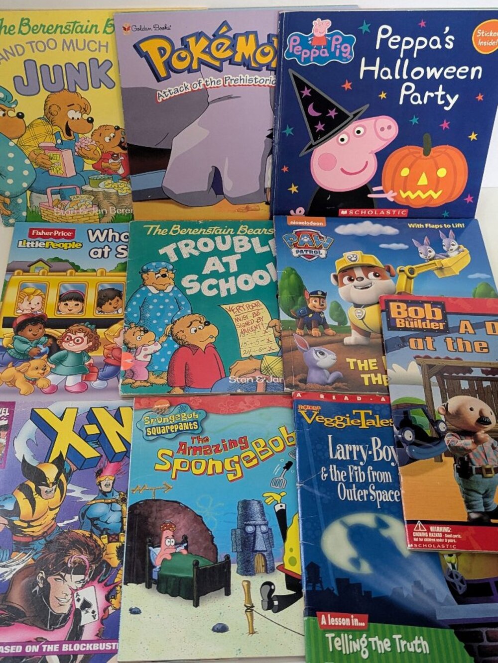 Kids Character Story Books Lot of 10 Pokemon SpongeBob Peppa Pig X-Men